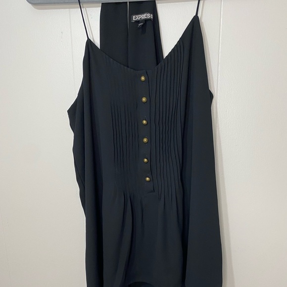 EXPRESS black camisole front pleats and brass buttons - Picture 3 of 6
